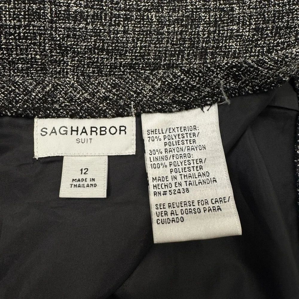 Sag Harbor Pencil Skirt Women 12 Black White Textured Knee Length Professional